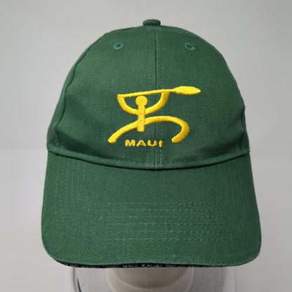 Maui Snapback Hat Green One Size Embroidered Logo Hawaiian Headwear