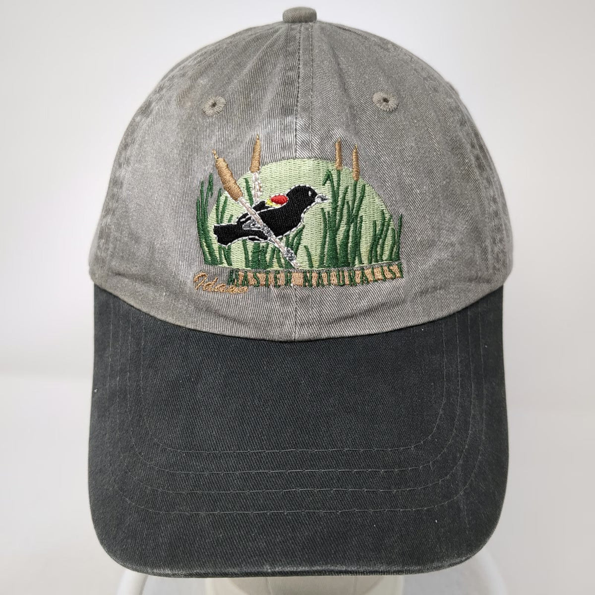 Port & Company Baseball Cap Gray Black One Size Idaho Master Naturalist Bird Hat