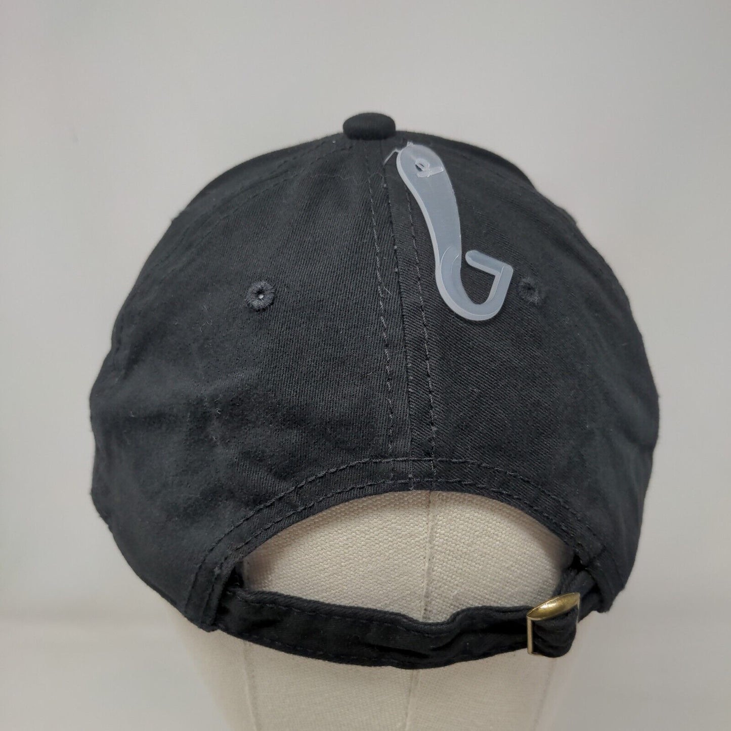Unbranded Slideback Hat Black OSFM Adjustable Vented Holes 6 Panel Blank