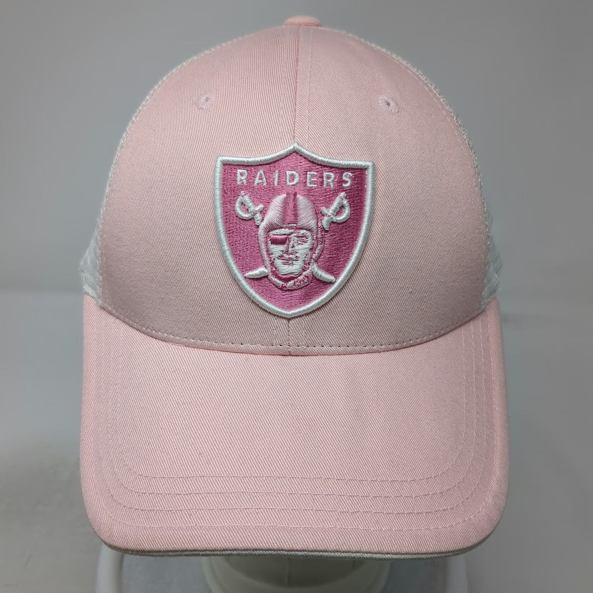 Las Vegas Raiders NFL Trucker Hat Pink One Size Mesh Back Snapback Shield Logo