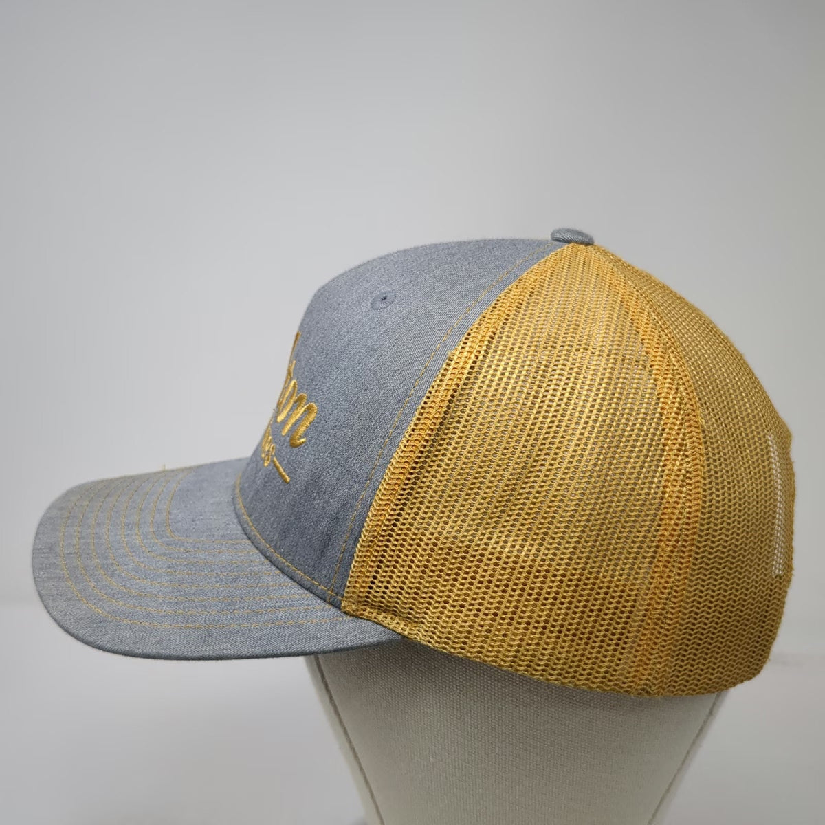 Richardson Trucker Hat Blue Gold One Size Melton Truck Lines Mesh Snapback