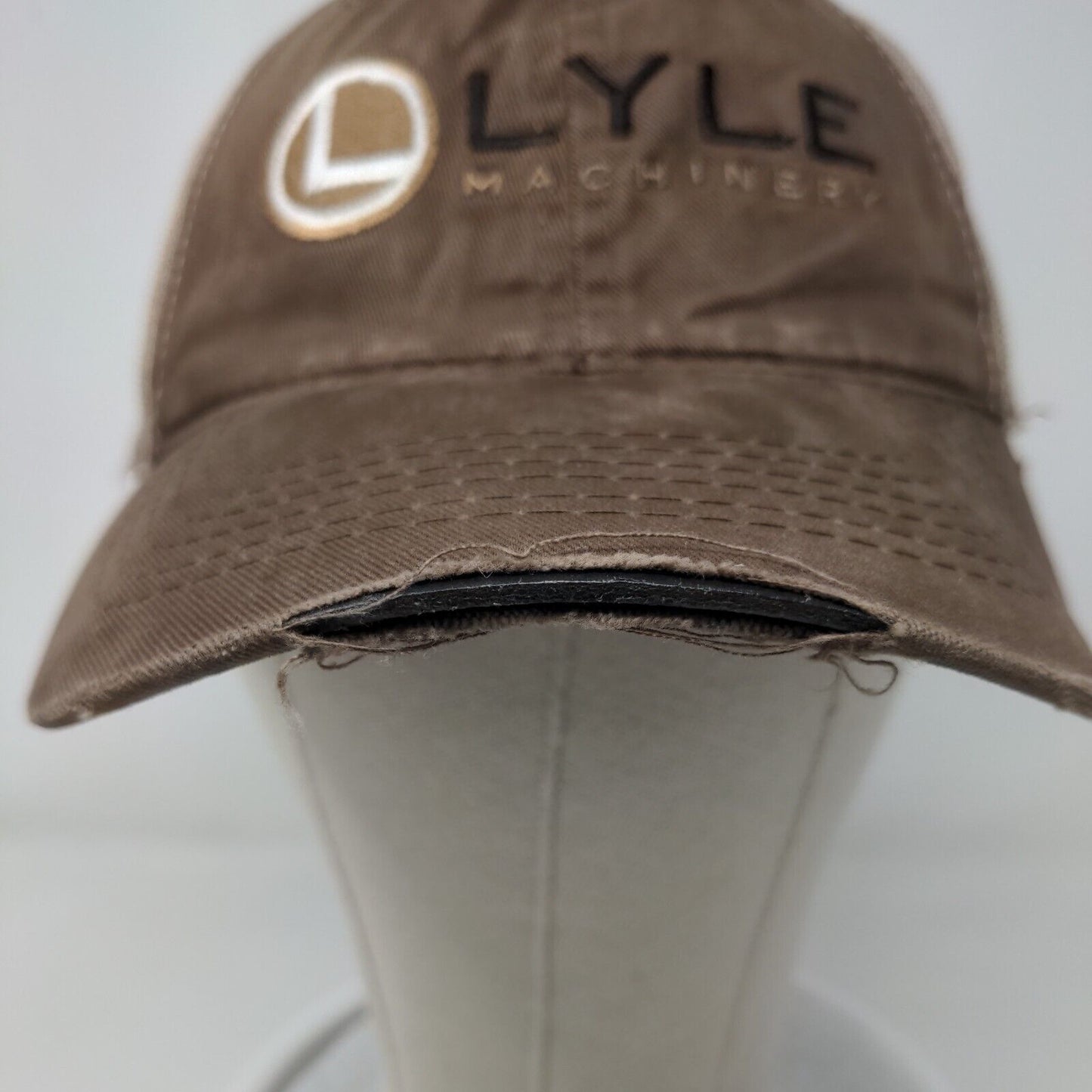Lyle Machinery Strapback Mesh Back Trucker Hat Brown One Size Embroidered