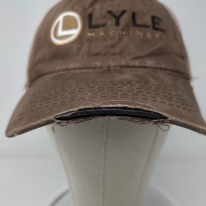 Lyle Machinery Strapback Mesh Back Trucker Hat Brown One Size Embroidered