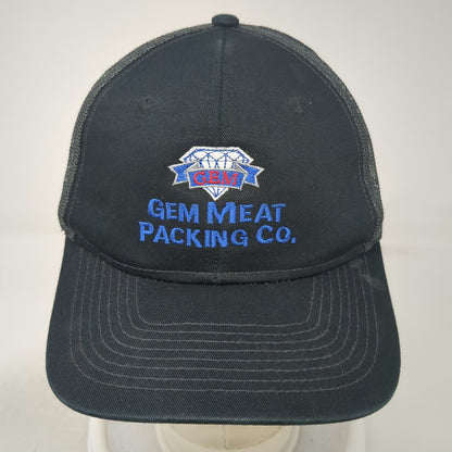 Port Authority Trucker Hat Black One Size Gem Meat Packing Co Logo Mesh Snapback