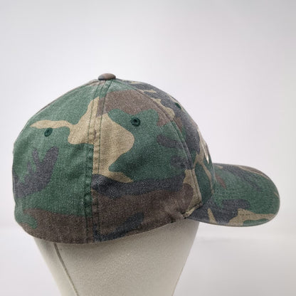 Flexfit Baseball Cap Green Camo XL Diamond Gym Logo Stretch Fit Woodland Hat
