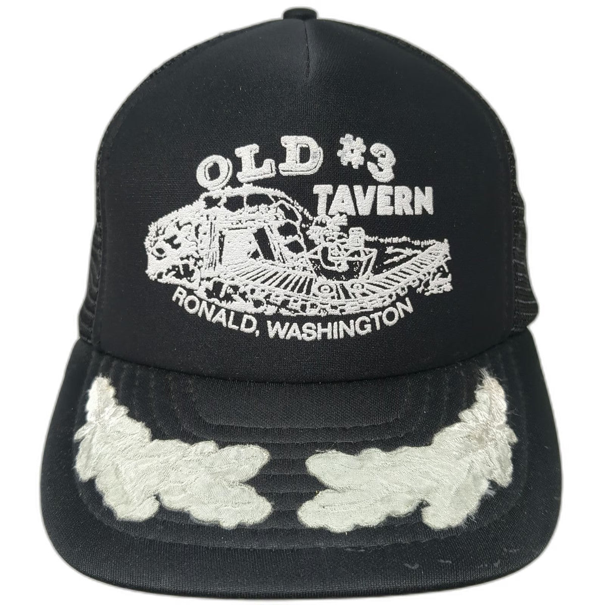 Otto Trucker Hat Black White One Size Old 3 Tavern Ronald WA Scrambled Eggs Brim