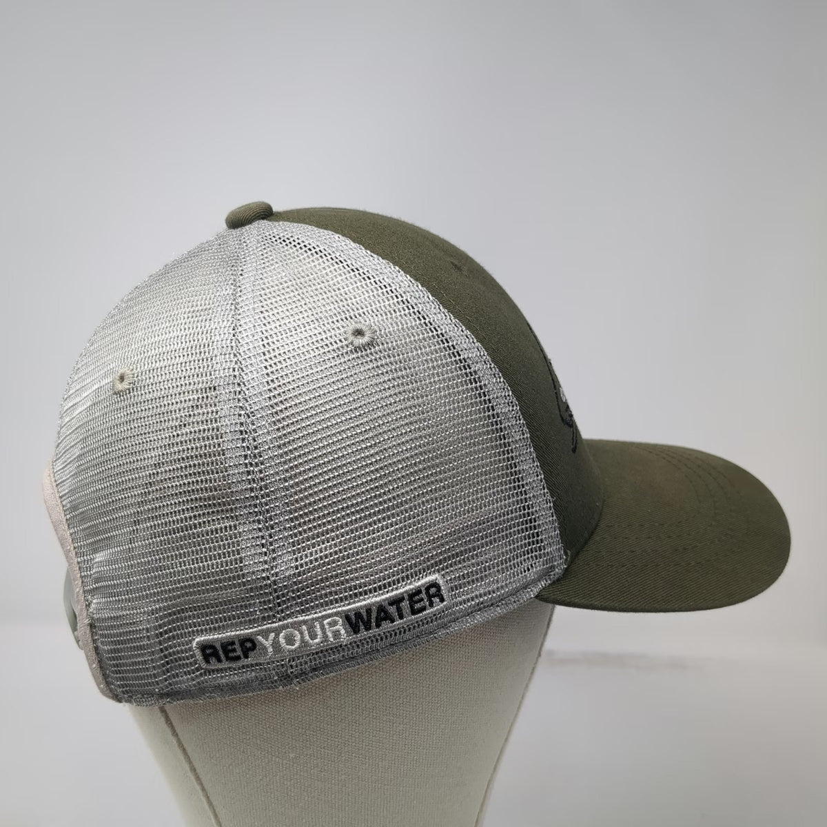 Rep Your Water Trucker Hat Green One Size Trout Fish Mesh Snapback Fishing Cap