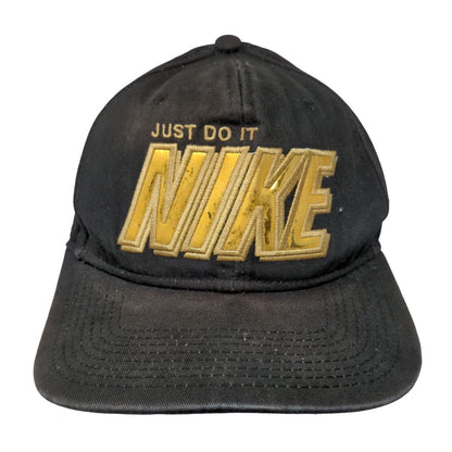 Just Do It Nike Snapback Hat Black OSFM Adjustable Embroidered 6 Panel Cotton