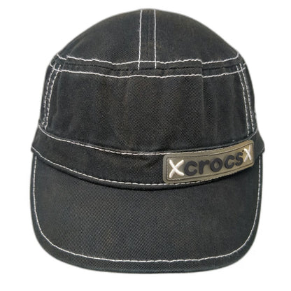 Crocs Army Cap Black One Size Cotton Contrast Stitch Strapback Adjustable Hat