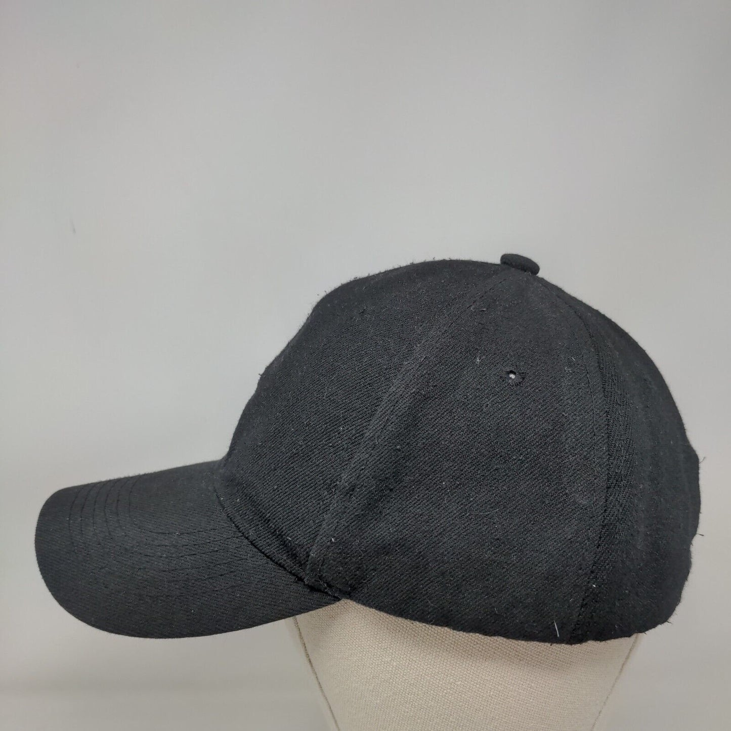 Unbranded Strapback Hat Black One Size Adjustable 6 Panel Vent Holes Blank