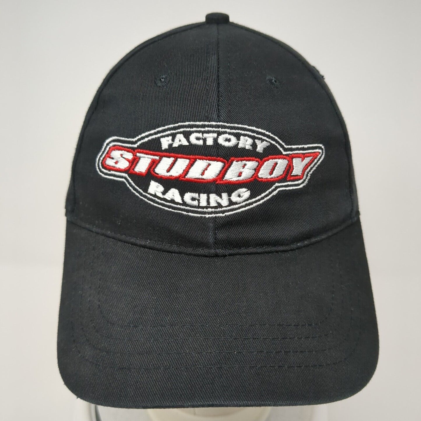 Factory Studboy Racing Strapback Hat Black OS Adjustable Embroidered Cap America