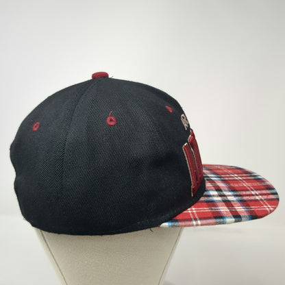 Headline Snapback Black Red Arizona Hat One Size Plaid Brim 3D Puff Embroidery