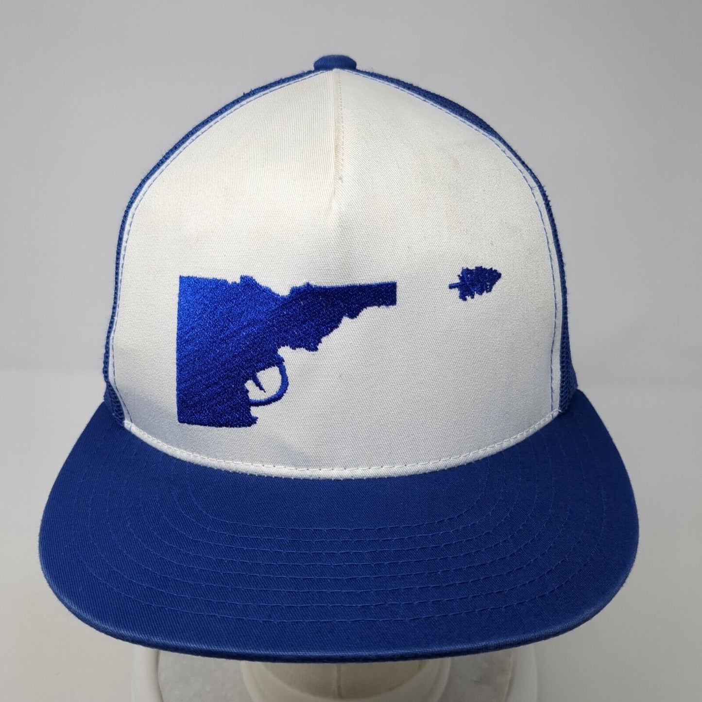 Idaho Tree-Gun Snapback Trucker Hat Blue One Size Flat Bill Yupoong
