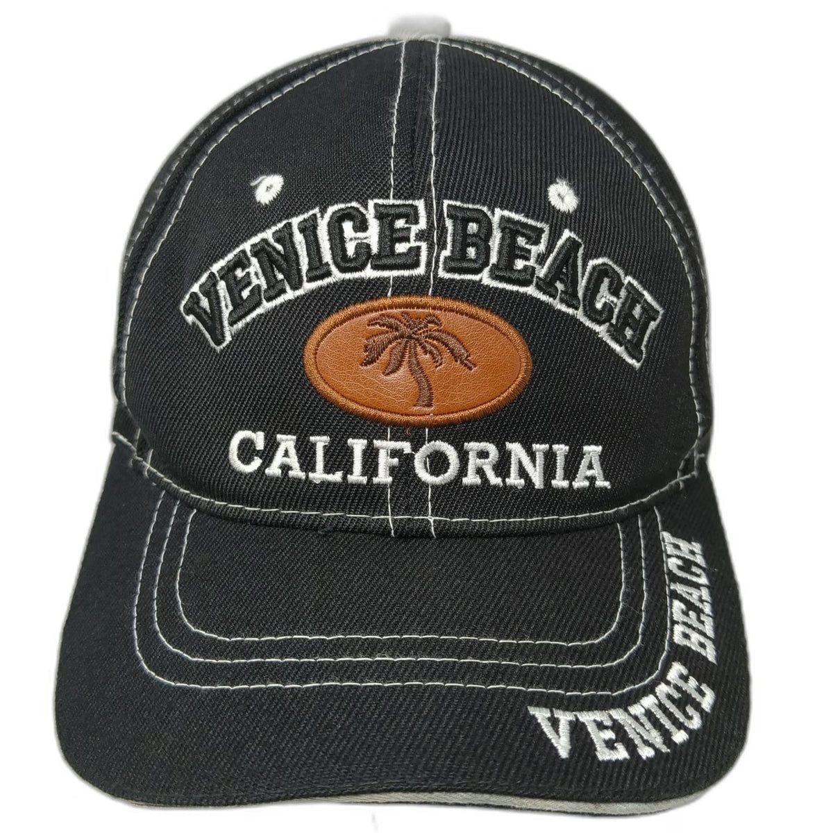 KOVA Baseball Cap Black One Size Venice Beach California Palm Tree Strapback Hat