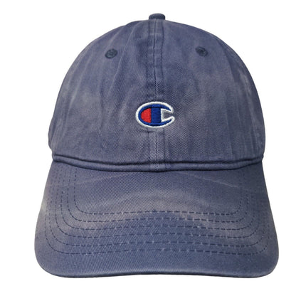 Champion Slideback Hat Blue OSFA Adjustable Embroidered Logo 6 Panel Cotton