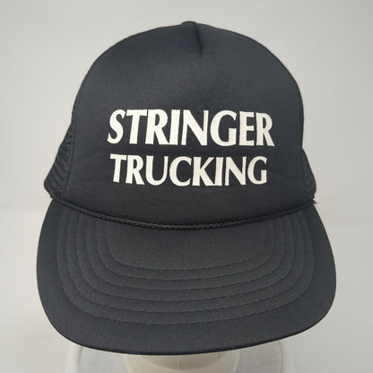 Stringer Trucking Snapback Rope Trucker Hat Black One Size Mesh Back