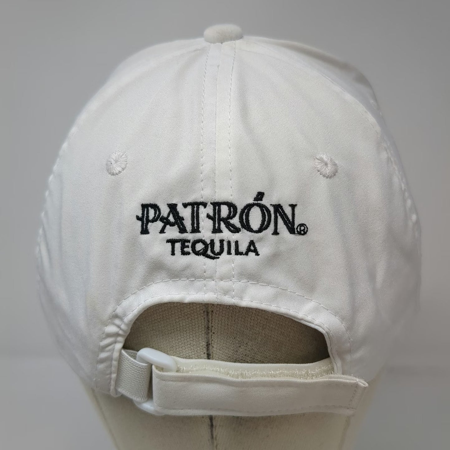 Patron Tequila Baseball Cap White One Size Bee Logo Embroidered Strapback Hat