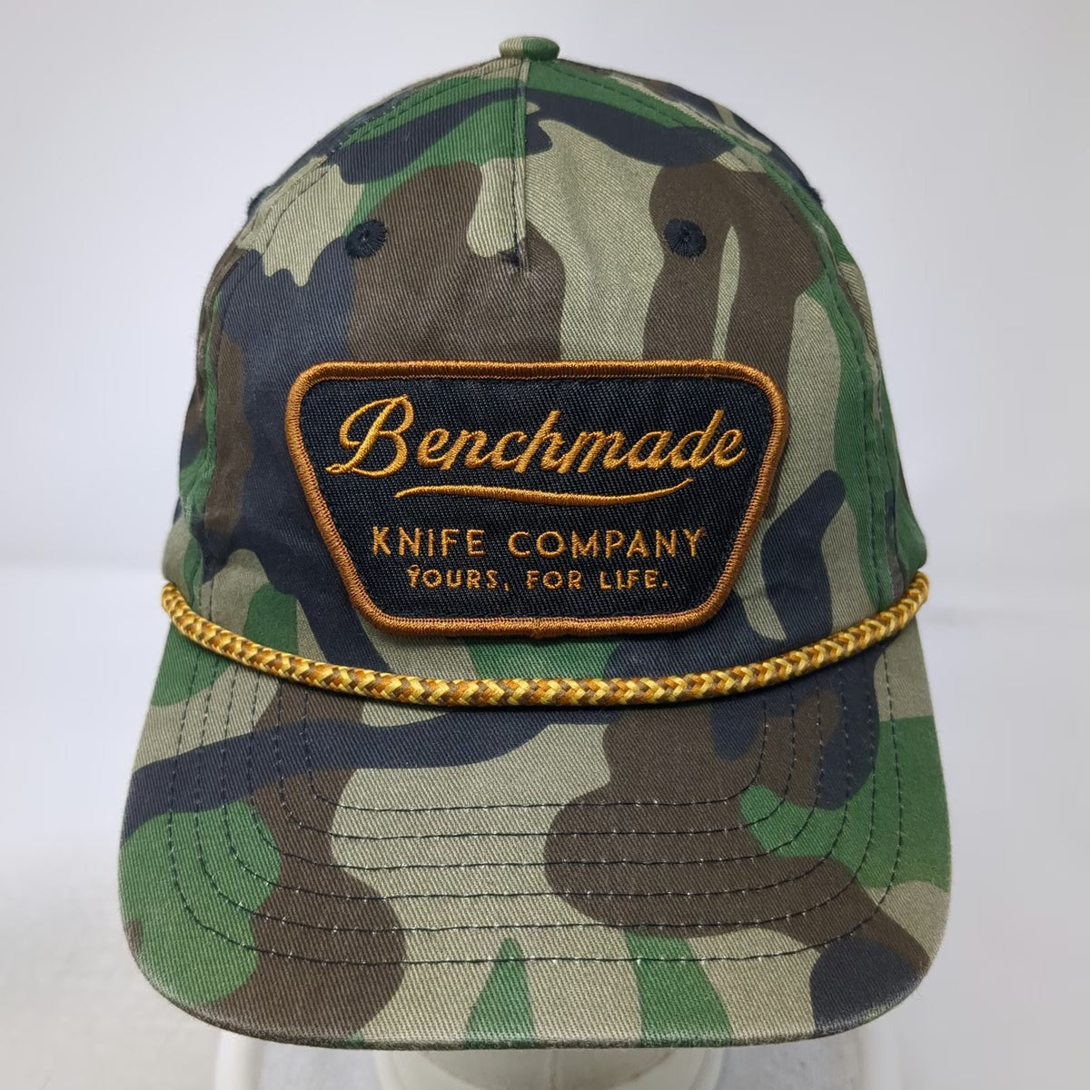 Benchmade 5 Panel Green One Size Hat Knife Company Gold Rope Snapback Camo