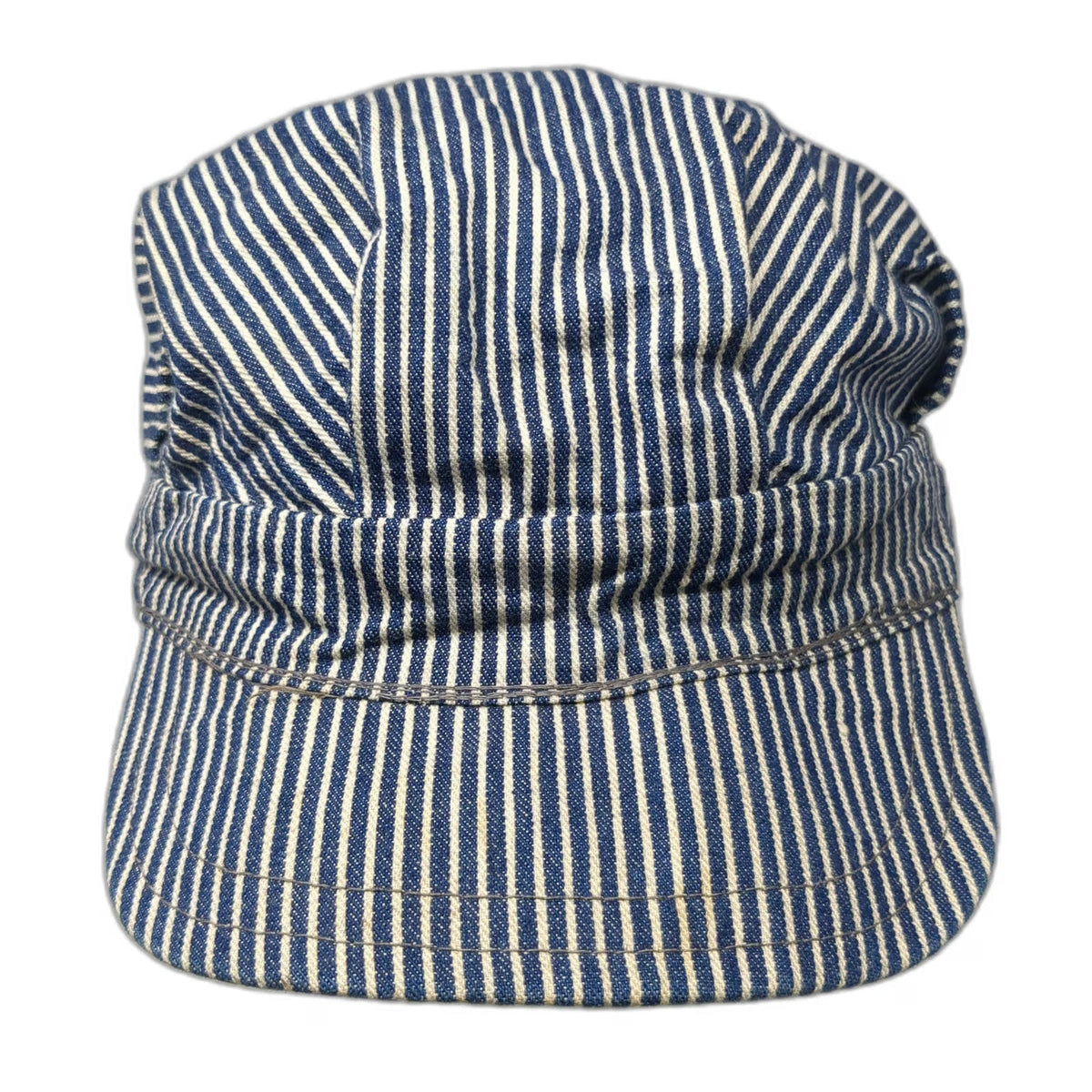 Blue Army Cap One Size Hickory Stripe Denim Engineer Railway Conductor Hat