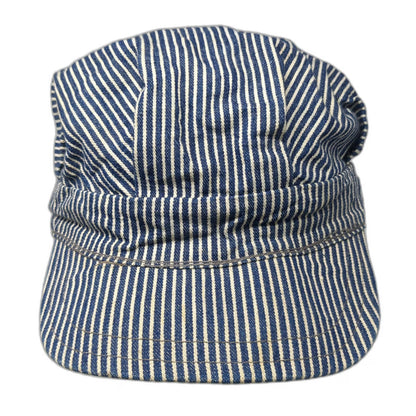 Blue Army Cap One Size Hickory Stripe Denim Engineer Railway Conductor Hat