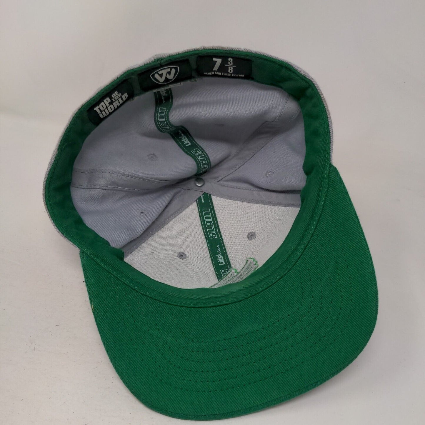 North Texas Mean Green Fitted Hat Gray Green Size 7 3/8 Eagle Logo NCAA