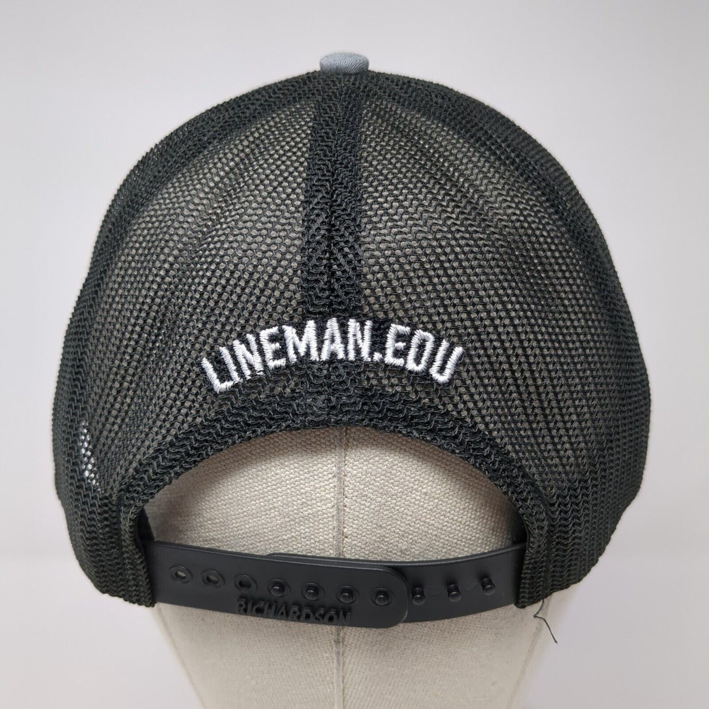 NLC Lineman.Edu Snapback Trucker Hat Gray OS Adjustable Mesh Back Richardson