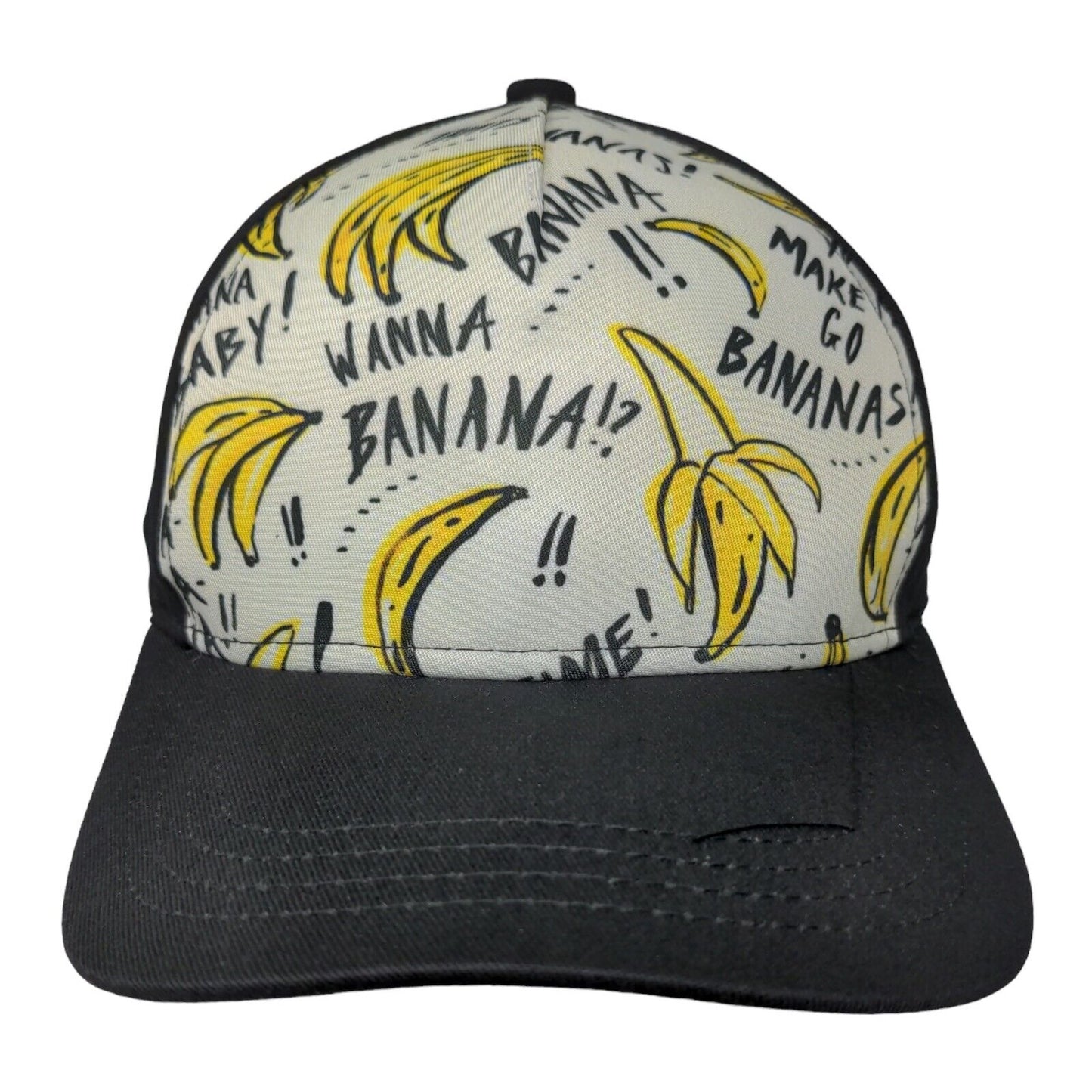 Unbranded Men's Snapback Hat Black White Graphic Bananas Logo