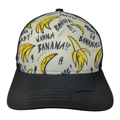Unbranded Men's Snapback Hat Black White Graphic Bananas Logo