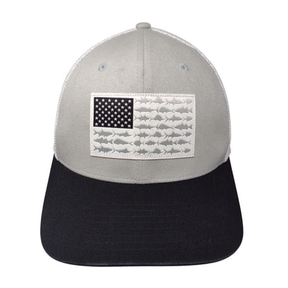 Fish Flag Fitted Mesh Back Trucker Hat Multi S/M Flexfit Columbia PFG