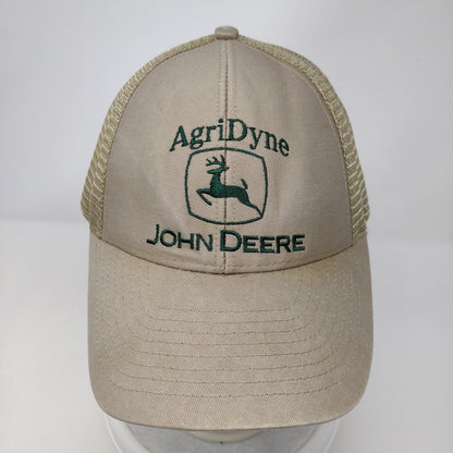 AgriDyne John Deere Snapback Mesh Back Trucker Hat Tan Embroidered Logo