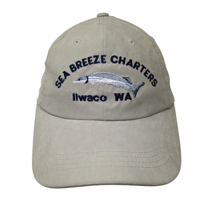 Sea Breeze Charters Ilwaco WA Slideback Hat Green One Size 6 Panel