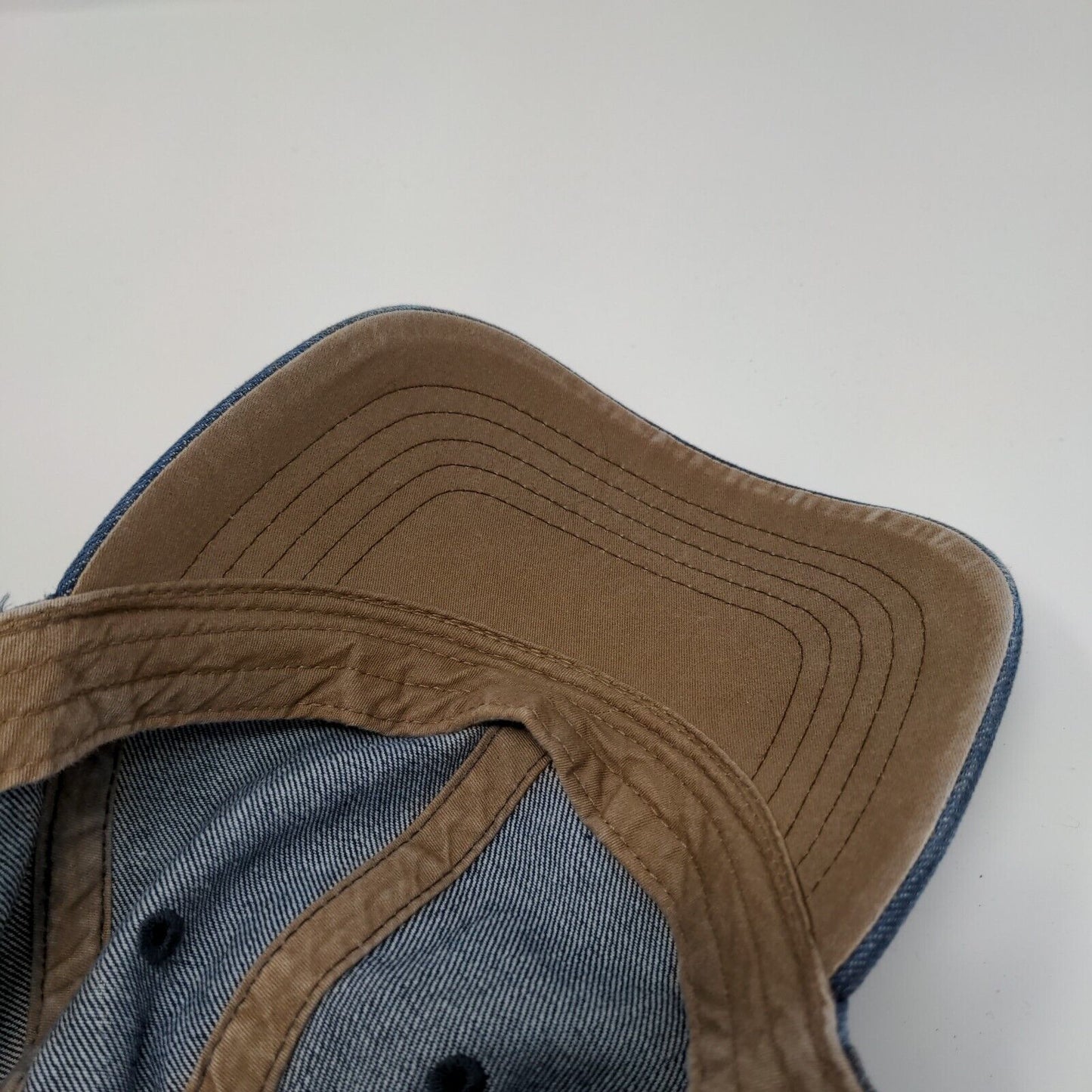 Unbranded Slideback Hat Blue OSFM Adjustable Vented Holes 6 Panel Denim Blank