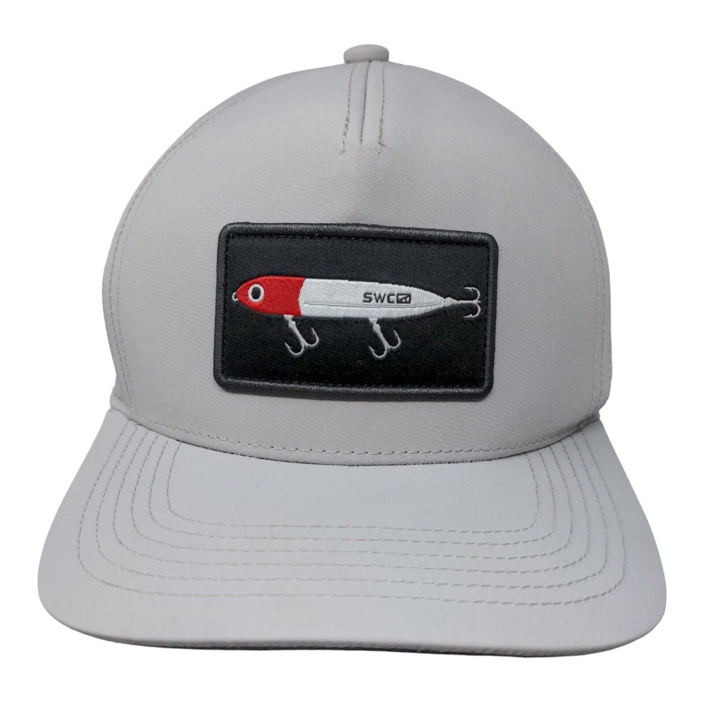 SWCO Men's Snapback Hat Gray Adjustable Embroidered Fishing Lure Logo Nylon