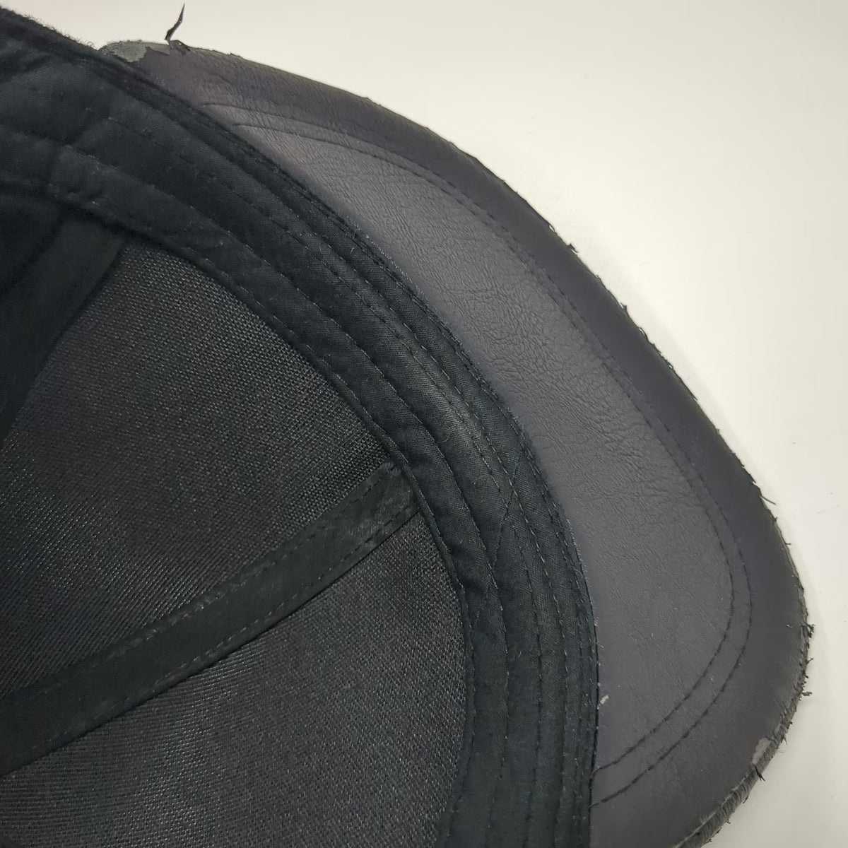 H&M Snapback Hat Black One Size Cat Ears Meow Embroidery Faux Leather Brim
