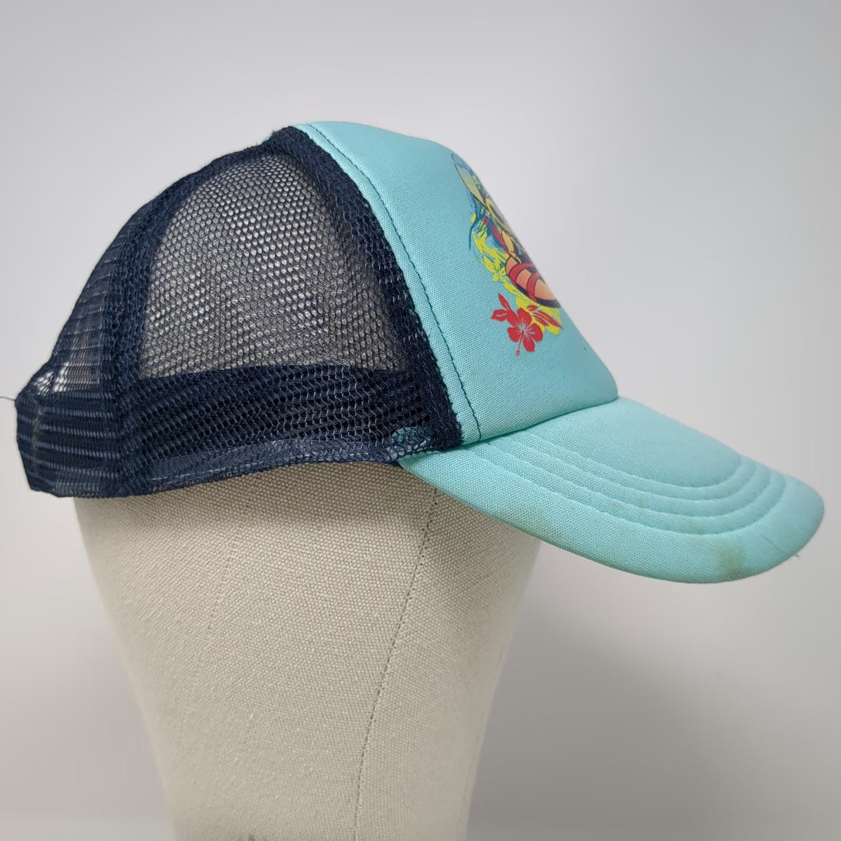 Disney Trucker Hat Blue Yellow Red One Size Stitch Catching Waves Mesh Snapback