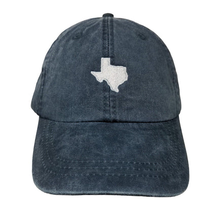 Texas State Map Slideback Hat Blue One Size Embroidered Leather Strap
