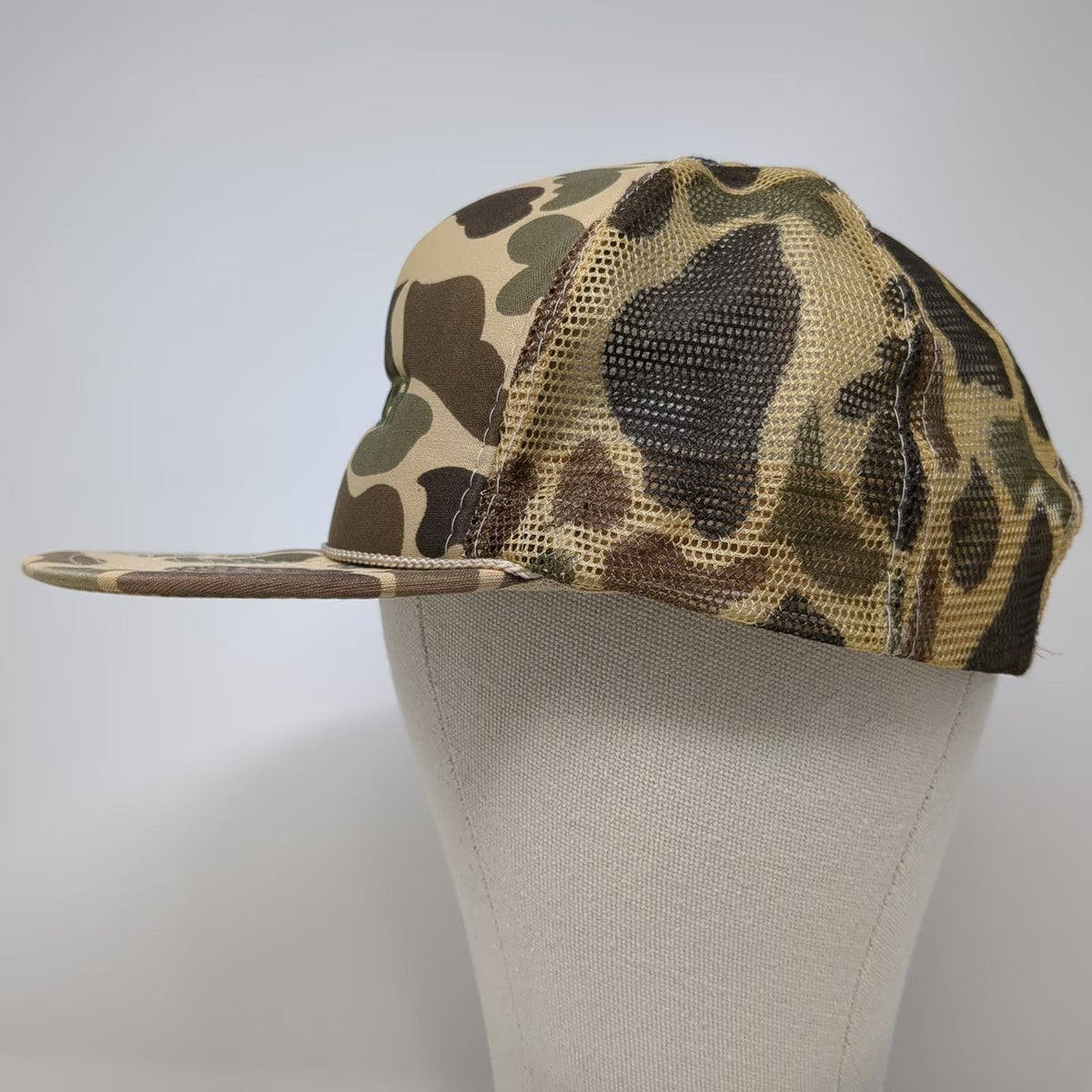 Nissin Cap Trucker Hat Brown One Size Camo Mesh Back Braided Rope Spencer