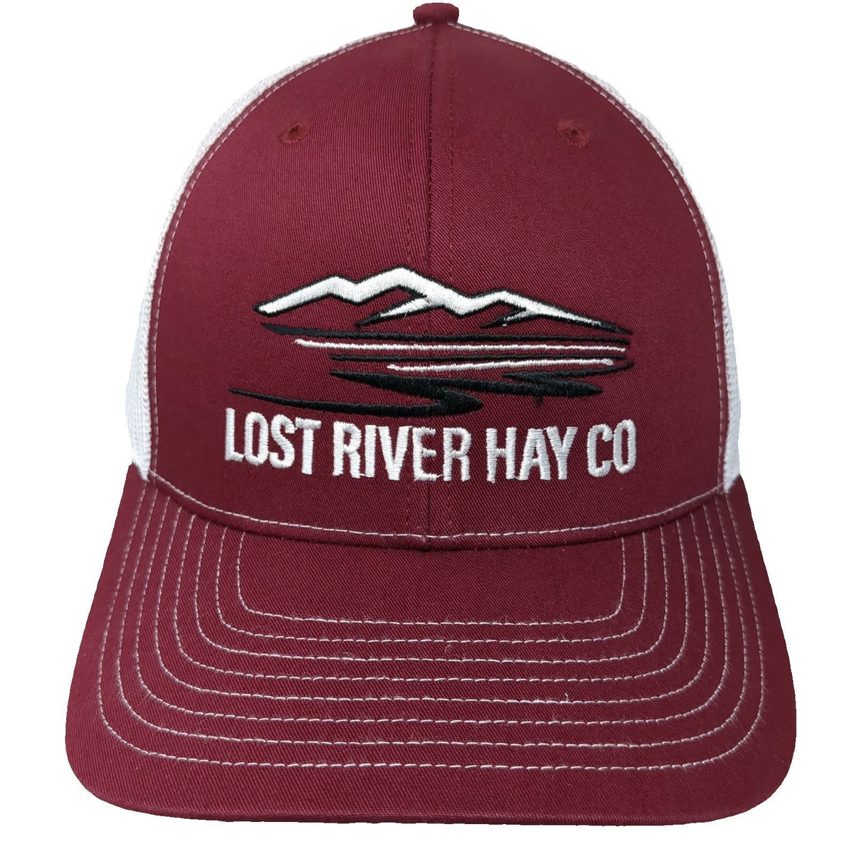Richardson Trucker Hat Red One Size Lost River Hay Co Mountain Snapback Mesh 112