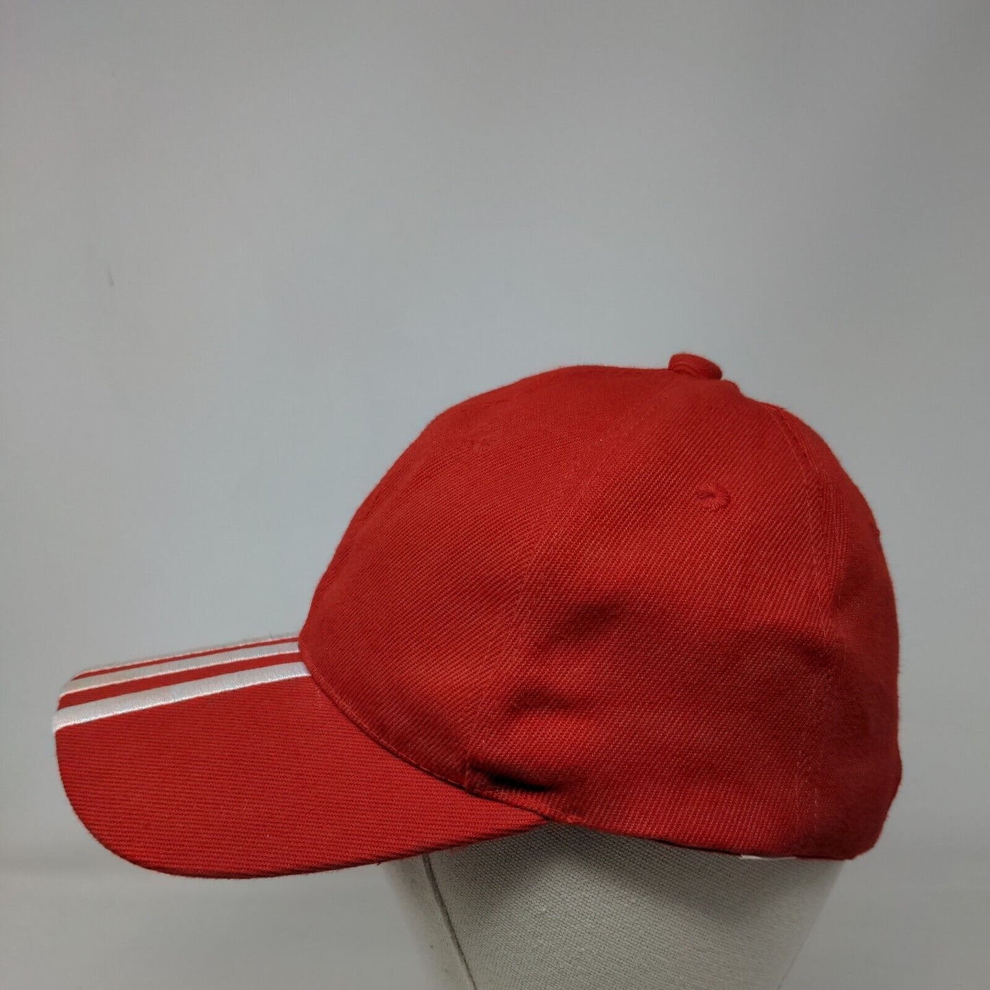 Unbranded Strapback Hat Red One Size Adjustable Embroidered Striped