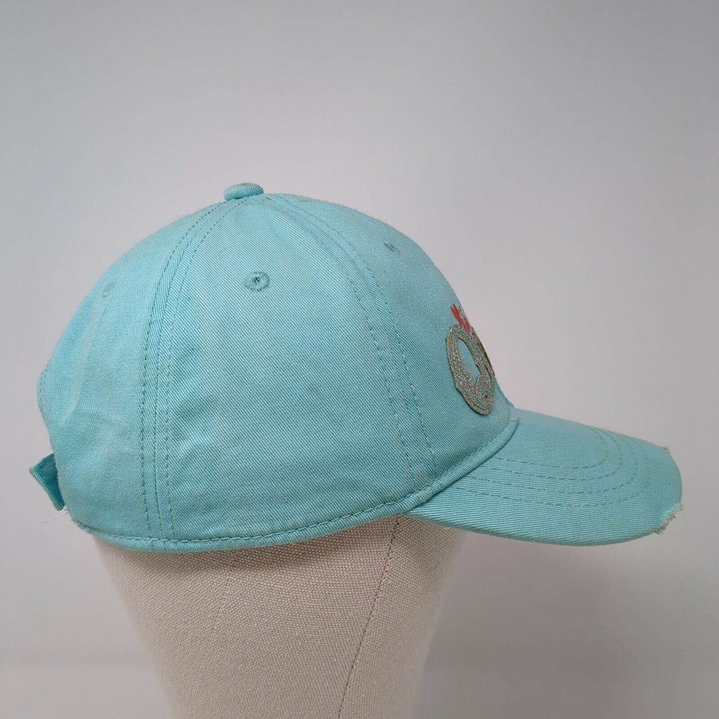 Queen Bee Strapback Hat Blue One Size Adjustable Glitter 6 Panel Pugs Cotton