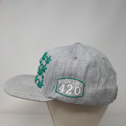 Marijuana Cannabis High Life 420 Snapback Hat Gray One Size Embroidered