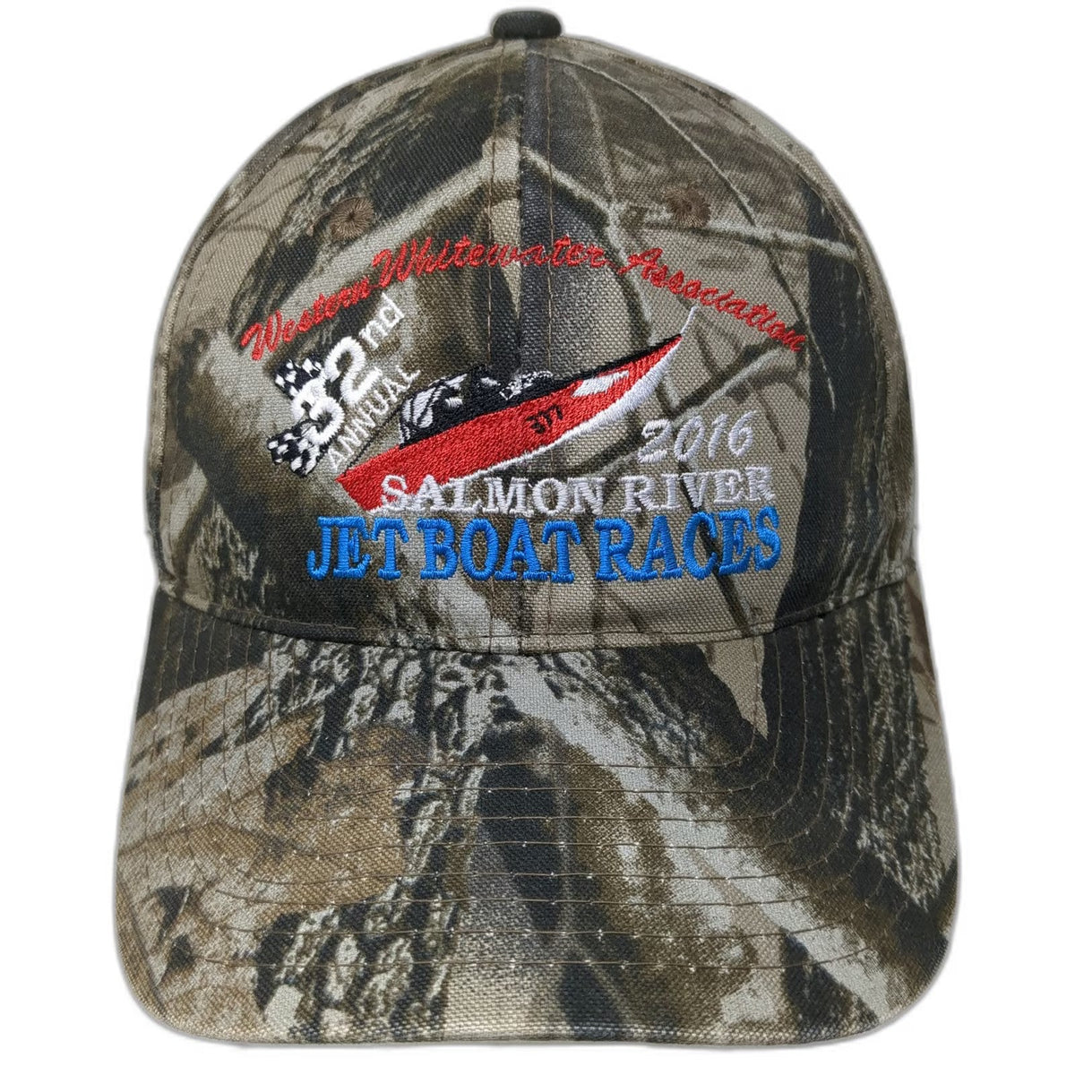 Port Authority Baseball Cap Brown One Size Camo Salmon River Jet Boat Races hat