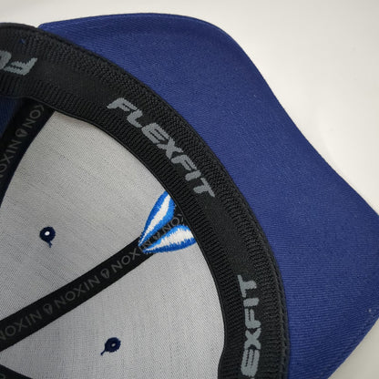 Nixon Baseball Cap Blue M Fitted Hat Flexfit Logo Curved Brim Stretch Fit