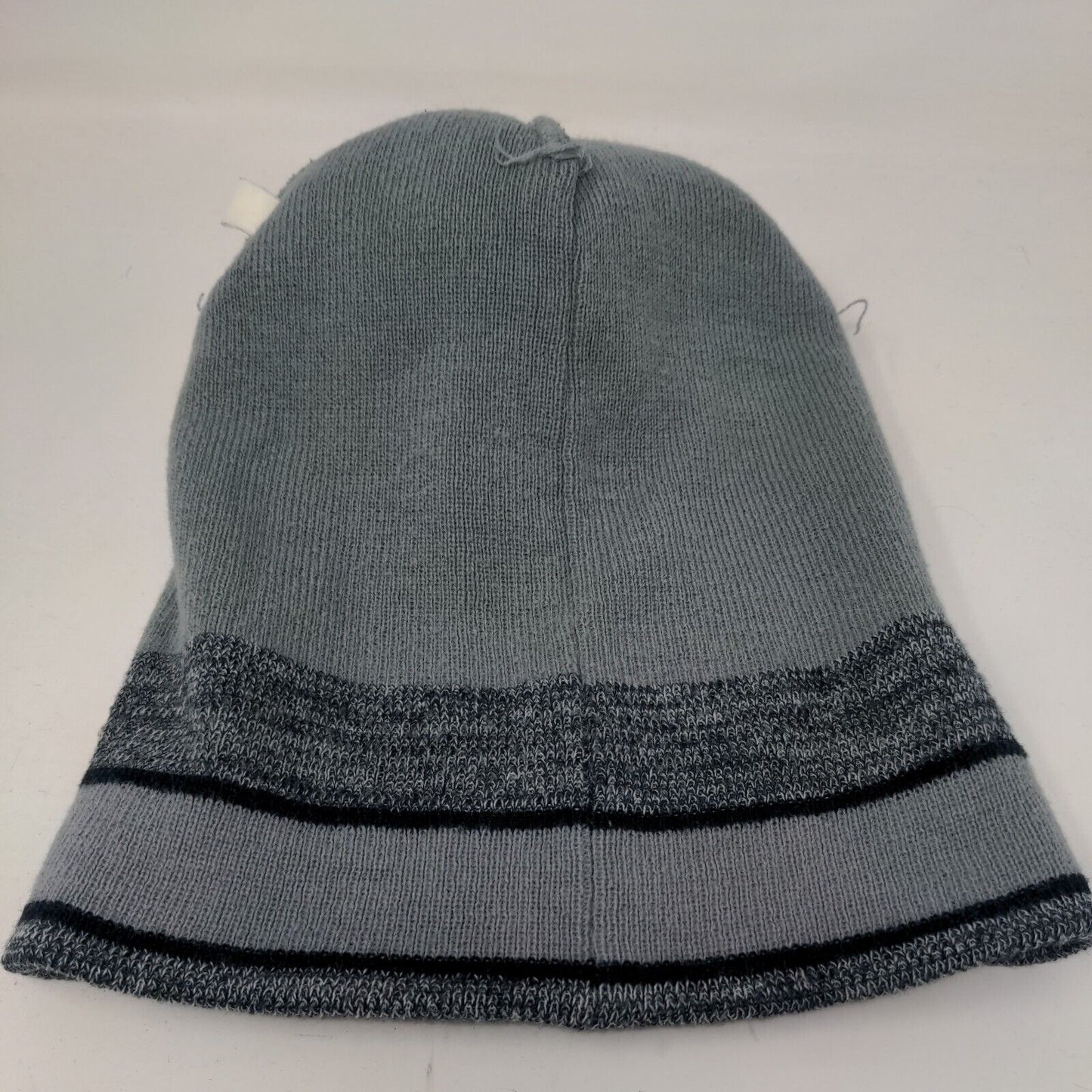 Unbranded Knit Pom Pom Beanie Hat Gray One Size Striped Outdoor