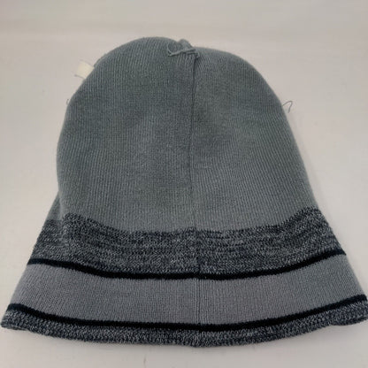 Unbranded Knit Pom Pom Beanie Hat Gray One Size Striped Outdoor