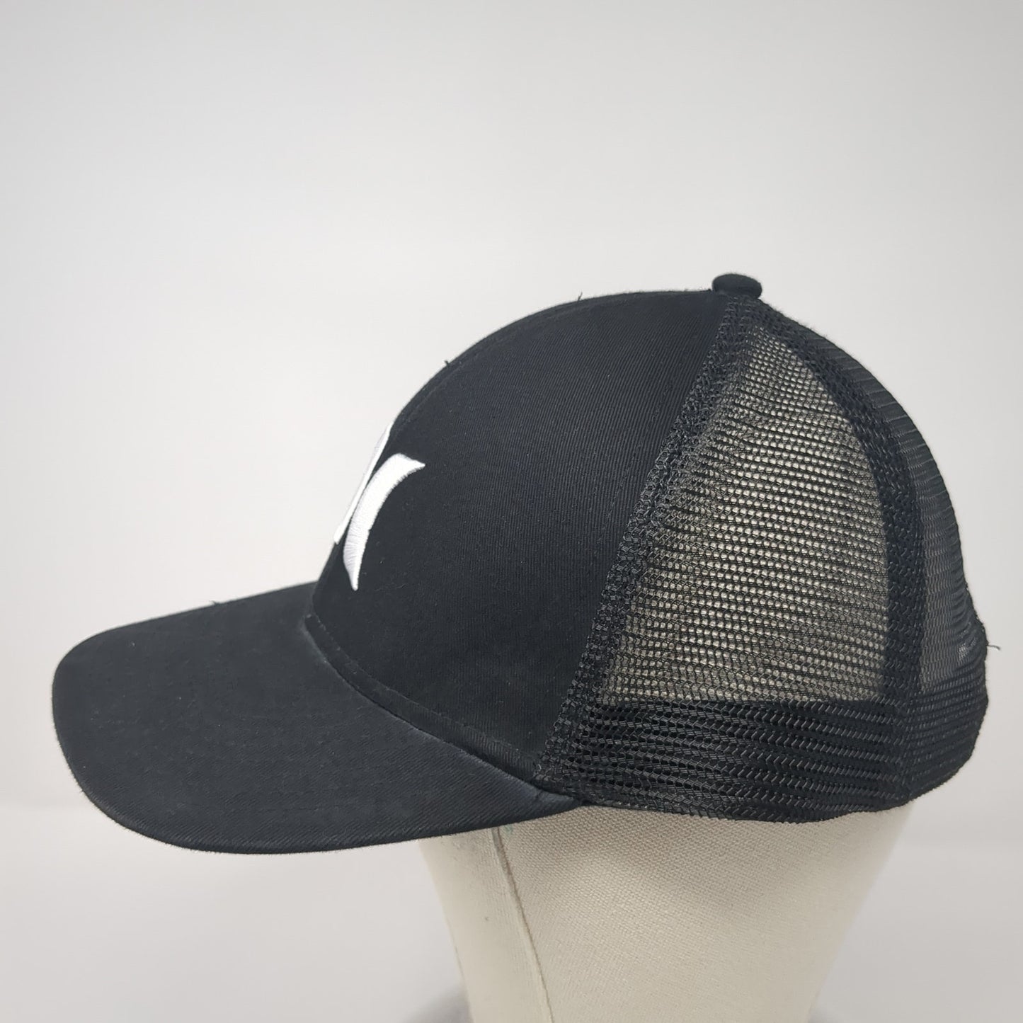 Hurley Snapback Mesh Back Trucker Hat Black One Size Embroidered Logo