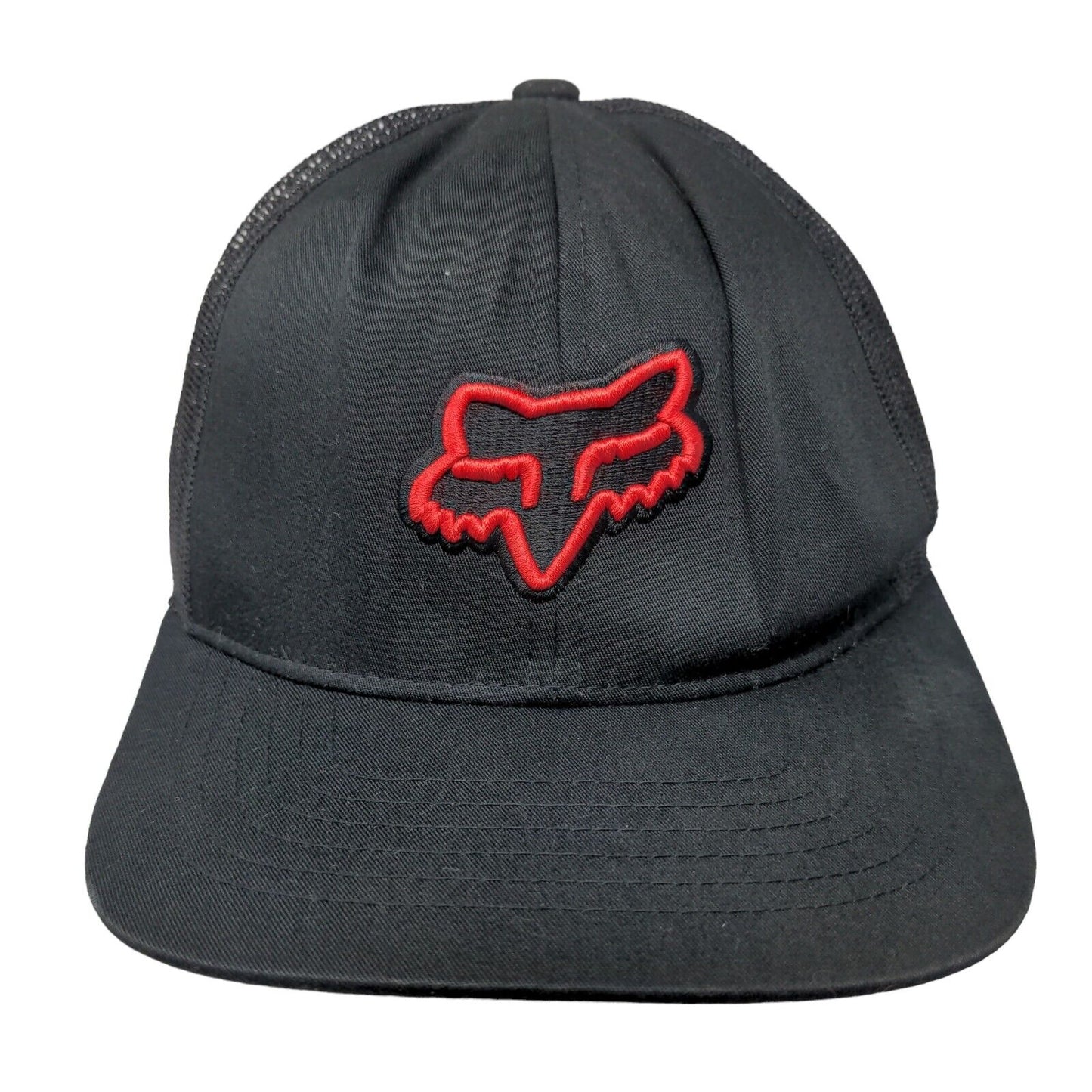 Fox Head Snapback Mesh Back Trucker Hat Black OSFA Embroidered Logo