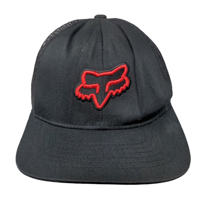 Fox Head Snapback Mesh Back Trucker Hat Black OSFA Embroidered Logo