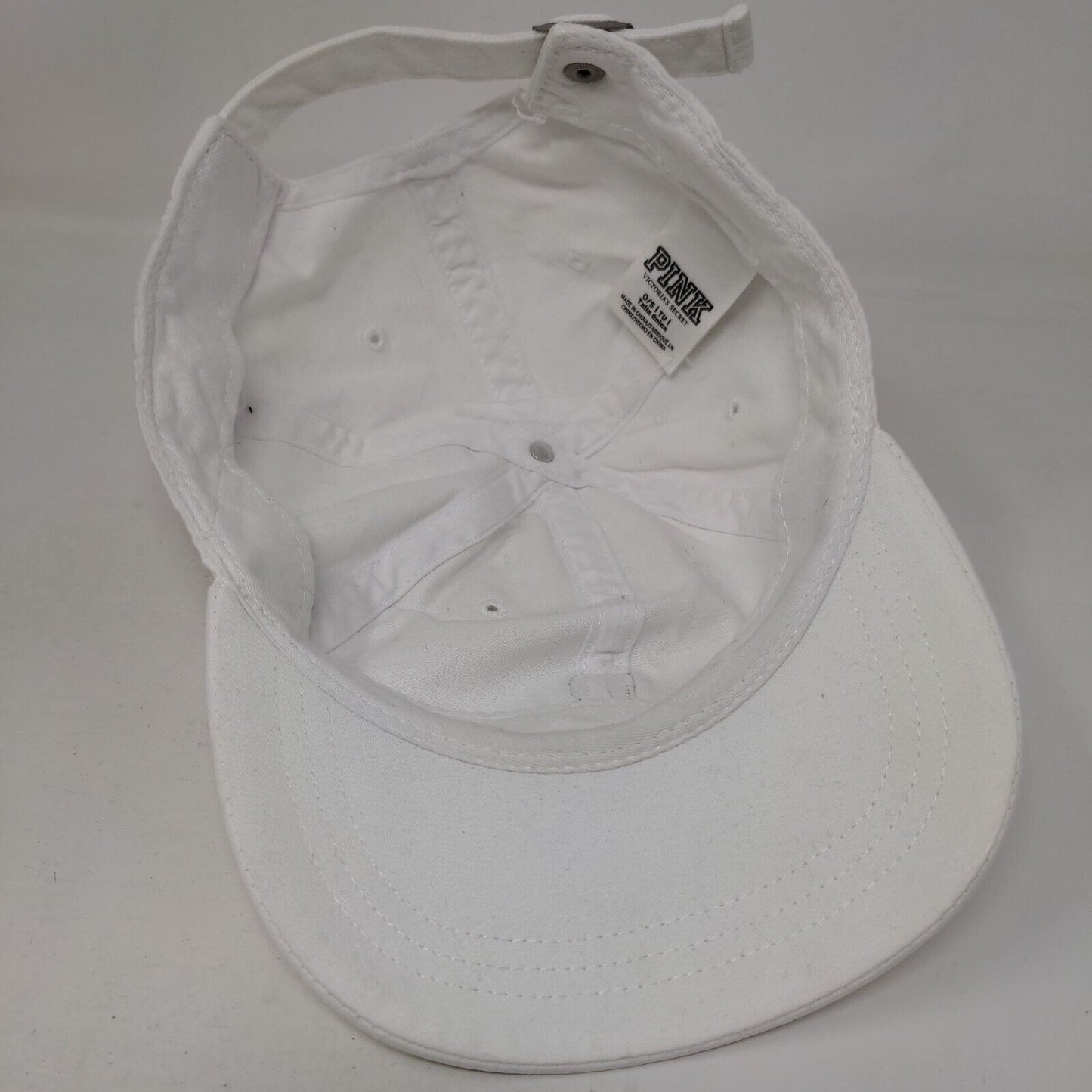 PINK Victoria's Secret Slideback Hat White OS Adjustable Embroidered Cotton