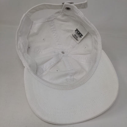 PINK Victoria's Secret Slideback Hat White OS Adjustable Embroidered Cotton